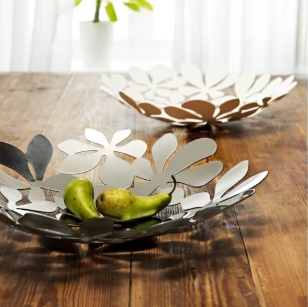 Stockholm Stainless Steel Floral Print Bowl. SET of 2.